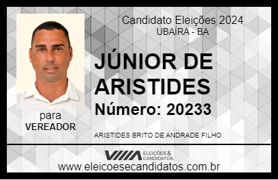 Candidato JÚNIOR DE ARISTIDES 2024 - UBAÍRA - Eleições