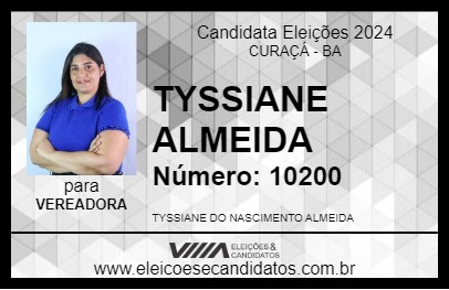 Candidato TYSSIANE ALMEIDA 2024 - CURAÇÁ - Eleições