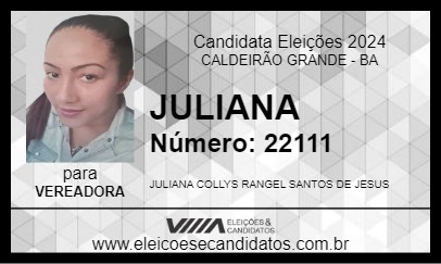 Candidato JULIANA 2024 - CALDEIRÃO GRANDE - Eleições