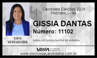 Candidato GISSIA DANTAS 2024 - PINDOBAÇU - Eleições