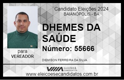 Candidato DHEMES DA SAÚDE 2024 - BAIANÓPOLIS - Eleições