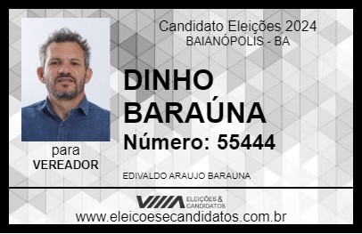 Candidato DINHO BARAÚNA 2024 - BAIANÓPOLIS - Eleições