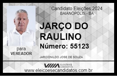 Candidato JARÇO DO RAULINO 2024 - BAIANÓPOLIS - Eleições