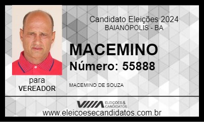 Candidato MACEMINO 2024 - BAIANÓPOLIS - Eleições