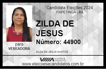 Candidato ZILDA DE JESUS 2024 - ITAPETINGA - Eleições