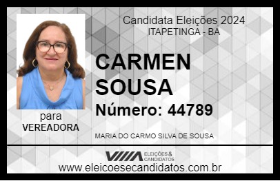 Candidato CARMEN SOUSA 2024 - ITAPETINGA - Eleições