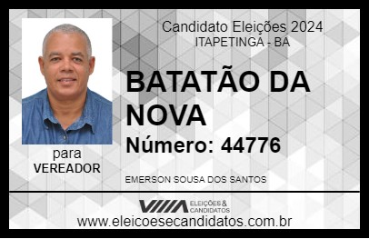 Candidato BATATÃO DA NOVA 2024 - ITAPETINGA - Eleições