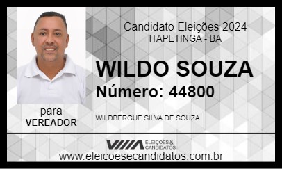 Candidato WILDO SOUZA 2024 - ITAPETINGA - Eleições