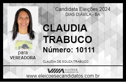 Candidato CLAUDIA TRABUCO 2024 - DIAS D\ÁVILA - Eleições