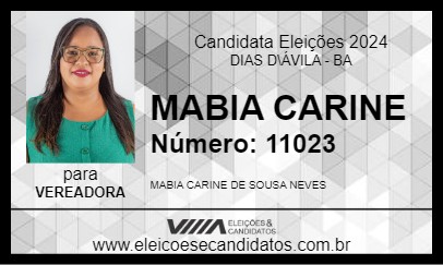 Candidato MABIA CARINE 2024 - DIAS D\ÁVILA - Eleições