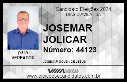 Candidato JOSEMAR JOLICAR 2024 - DIAS D\ÁVILA - Eleições