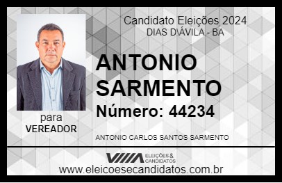 Candidato ANTONIO SARMENTO 2024 - DIAS D\ÁVILA - Eleições