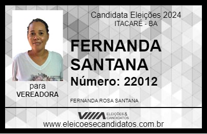 Candidato FERNANDA SANTANA 2024 - ITACARÉ - Eleições