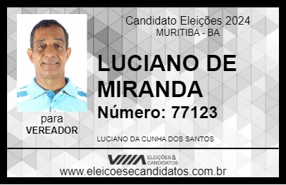 Candidato LUCIANO DE MIRANDA 2024 - MURITIBA - Eleições