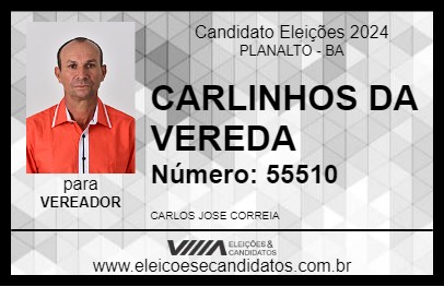 Candidato CARLINHOS DA VEREDA 2024 - PLANALTO - Eleições