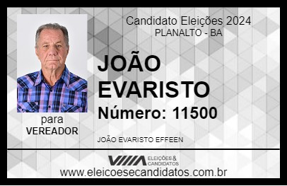 Candidato JOÃO EVARISTO 2024 - PLANALTO - Eleições