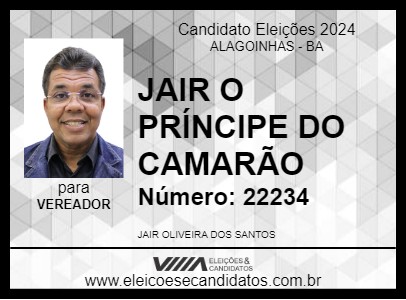 Candidato JAIR O PRÍNCIPE DO CAMARÃO 2024 - ALAGOINHAS - Eleições