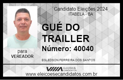 Candidato GUÉ DO TRAILLER 2024 - ITABELA - Eleições