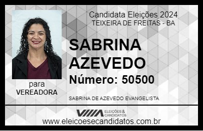 Candidato SABRINA AZEVEDO 2024 - TEIXEIRA DE FREITAS - Eleições