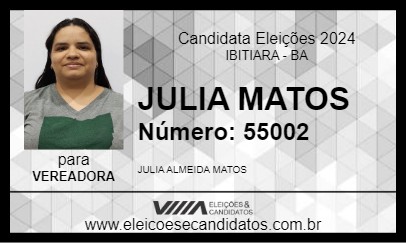 Candidato JULIA MATOS 2024 - IBITIARA - Eleições