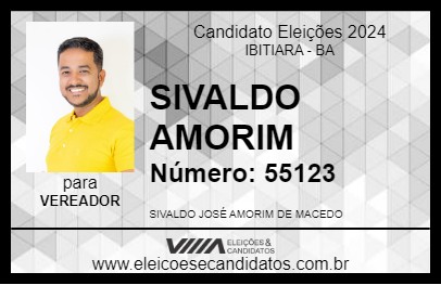 Candidato SIVALDO AMORIM 2024 - IBITIARA - Eleições