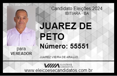 Candidato JUAREZ DE PETO 2024 - IBITIARA - Eleições