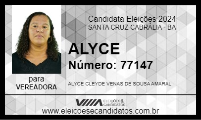 Candidato ALYCE 2024 - SANTA CRUZ CABRÁLIA - Eleições