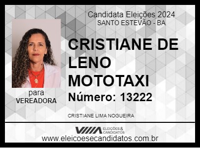 Candidato CRISTIANE DE LENO MOTOTAXI 2024 - SANTO ESTEVÃO - Eleições