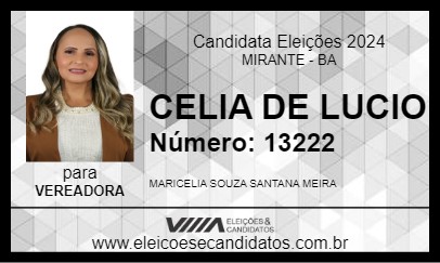 Candidato CELIA DE LUCIO 2024 - MIRANTE - Eleições