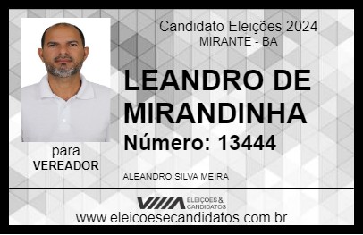 Candidato LEANDRO DE MIRANDINHA 2024 - MIRANTE - Eleições