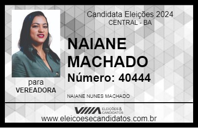 Candidato NAIANE MACHADO 2024 - CENTRAL - Eleições