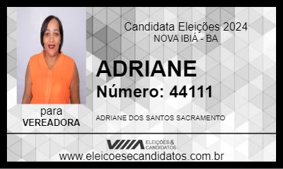 Candidato ADRIANE 2024 - NOVA IBIÁ - Eleições