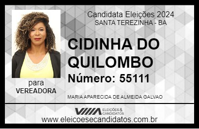 Candidato CIDINHA DO QUILOMBO 2024 - SANTA TEREZINHA - Eleições