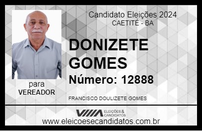 Candidato DONIZETE GOMES 2024 - CAETITÉ - Eleições