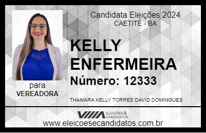 Candidato KELLY ENFERMEIRA 2024 - CAETITÉ - Eleições