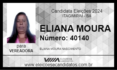 Candidato ELIANA MOURA 2024 - ITAGIMIRIM - Eleições