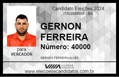 Candidato GERNON FERREIRA 2024 - ITAGIMIRIM - Eleições