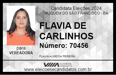 Candidato FLAVIA DE CARLINHOS 2024 - MUQUÉM DO SÃO FRANCISCO - Eleições