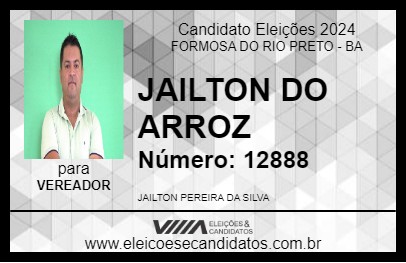 Candidato JAILTON DO ARROZ 2024 - FORMOSA DO RIO PRETO - Eleições