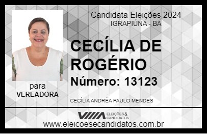 Candidato CECÍLIA DE ROGÉRIO 2024 - IGRAPIÚNA - Eleições