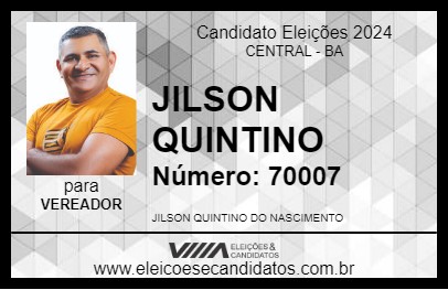 Candidato JILSON QUINTINO 2024 - CENTRAL - Eleições