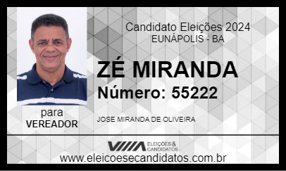 Candidato ZÉ MIRANDA 2024 - EUNÁPOLIS - Eleições