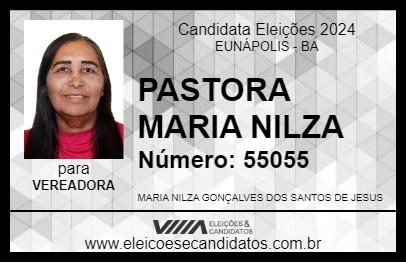 Candidato PASTORA MARIA NILZA 2024 - EUNÁPOLIS - Eleições