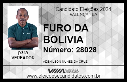 Candidato FURO DA BOLIVIA 2024 - VALENÇA - Eleições