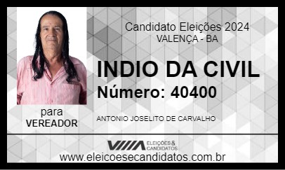 Candidato INDIO DA CIVIL 2024 - VALENÇA - Eleições