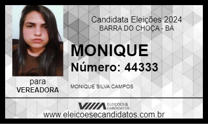 Candidato MONIQUE 2024 - BARRA DO CHOÇA - Eleições