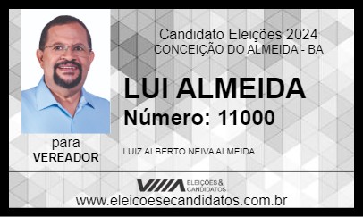 Candidato LUI ALMEIDA 2024 - CONCEIÇÃO DO ALMEIDA - Eleições