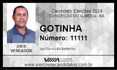 Candidato GOTINHA 2024 - CONCEIÇÃO DO ALMEIDA - Eleições