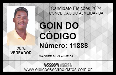 Candidato GOIN DO CÓDIGO 2024 - CONCEIÇÃO DO ALMEIDA - Eleições