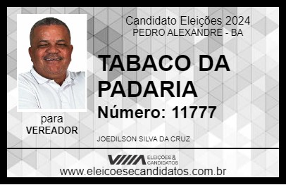 Candidato TABACO DA PADARIA 2024 - PEDRO ALEXANDRE - Eleições